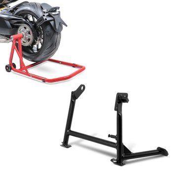 Комплект: центральная подставка ConStands для BMW K 1200 S/R/Sport 05-08 черного цвета + подъемник для одностороннего маятника BMW K 1200 R 05-08 ConStands Single-Classic красная