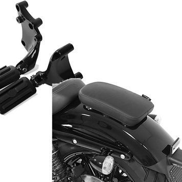 Комплект: Підніжка для Harley Sportster Forty-Eight 48 14-20 + подушка пасажира на присосці для кастом байка Glider X чорний