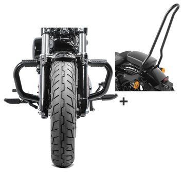 Комплект захисної дуги Mustache зі спинкою пасажира Tampa для Harley Sportster 883 04-10 Craftride чорний