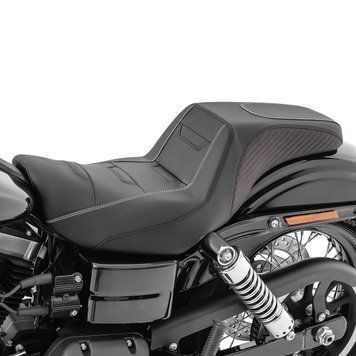 Двомісне сидіння для мотоциклів Harley Davidson Dyna Wide Glide 06-17, водійське та пасажирське Craftride SF4 чорного кольору.