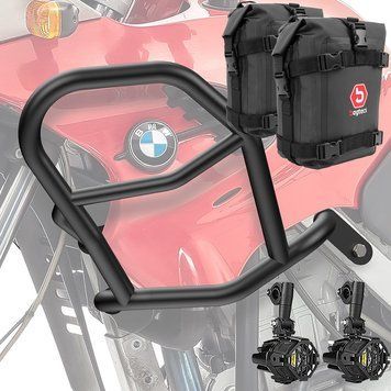 Комплект верхньої захисної дуги + додаткові фари для BMW F 650 GS 00-07 Motoguard HG47 чорний