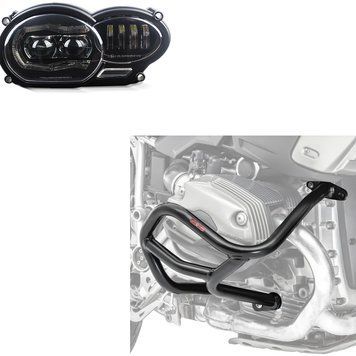 Комплект: Светодиодная фара для BMW R 1200 GS 04-12 с ECE Lumitecs QL4 + защитная дуга Motoguard L для BMW R 1200 GS 04-12
