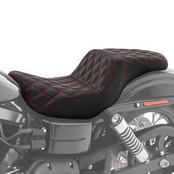 Двомісне сидіння Craftride SF14R червоного кольору для мотоциклів Harley Davidson Dyna 06-17 (водій та пасажир).
