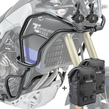 Комплект дуг верхньої нижньої XL + фари для Yamaha Tenere 700 19-24 + сумки Motoguard чорний CB8