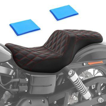 Гелеве сидіння для водія та пасажира мотоцикла Harley Davidson Dyna 06-17, модель Craftride SF14RG2, червоного кольору.