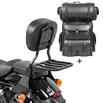 Спинка SB1 + задняя сумка LX для Harley Sportster 04-20 съемная с багажником Craftride черный
