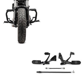 Комплект: передние органы управления для Harley Sportster 14-20 черного цвета + защитная дуга Harley Sportster 04-20 Mustache черного цвета