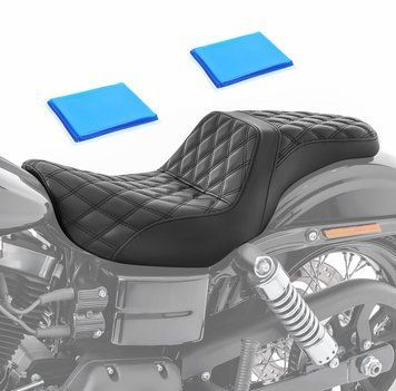 Гелеве сидіння для водія та пасажира мотоцикла Harley Davidson Dyna Street Bob 06-17, модель Craftride SF14G2, чорний.