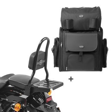 Спинка CSM Fix + задня сумка XL для Harley Sportster 1200 Nightster 08-12 чорний багажник Craftride