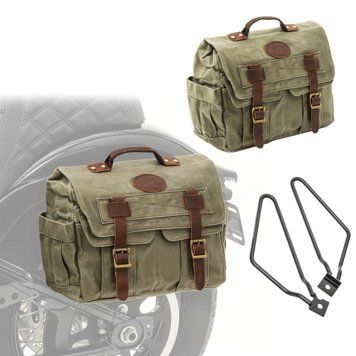 Комплект з 2 бічних сумок + кріплення, сумісні з Royal Enfield Classic 500/Meteor 350 Craftride CV1 кольору хакі.