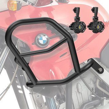 Комплект верхньої захисної дуги + додаткові фари BMW F 650 GS 00-07 Motoguard HG47 чорний