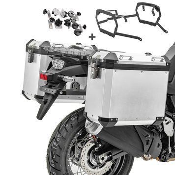 Комплект: алюминиевый кейс+багажник Harley Pan America 1250 21-25 Bagtecs GX38 серебристый