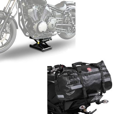 Комплект: мотоподъемник Mid-Lift M для Harley и чоппера до 500 кг + задняя сумка Drybag XB50 водонепроницаемая объем 50л