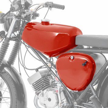 Паливний бак, сумісний із Simson S51/S50/S70, з бічною кришкою Craftride червоного кольору
