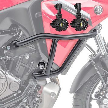 Комплект захисної дуги + додаткові фари для Yamaha Tracer 7/GT 21-24 Motoguard MK14 чорного кольору