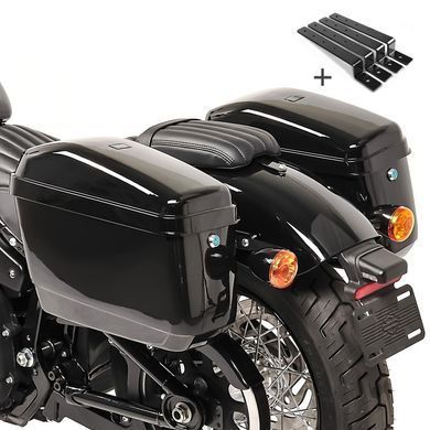 Комплект: Спинка для Harley Low Rider/S 18-25 R1 з полицею для багажу та док-станцією чорний Craftride + комплект бічних кофрів для Harley Davidson Softail Low Rider/S Craftride Nevada кожен 20 літрів
