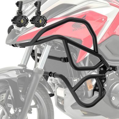 Комплект защитных дуг верхний нижний + фары для Honda NC 750 X 2021 Motoguard черный