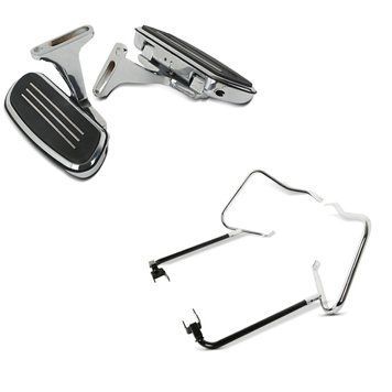 Комплект: Подножки пассажира Harley Touring 93-25 CF2 с хромированным держателем + багажник для Harley Touring 14-21 с хромированной защитной планкой