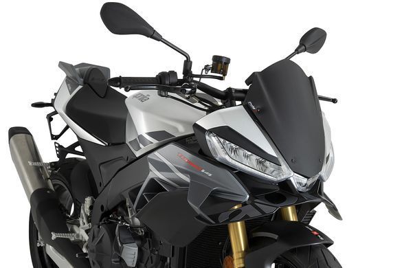 Спортивное ветровое стекло Puig для APRILIA TUONO V4 1100 FACTORY 2025-2026 матово-черного цвета 22897J