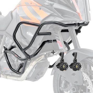 Комплект захисних дуг + фари для KTM 1090 Adventure/R 17-19 Motoguard чорний