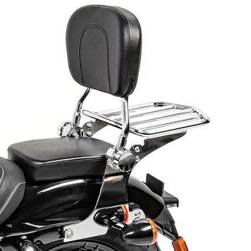 Спинка Harley Sportster 1200 Custom 96-20 Craftride Fast Driver-L Flex з хромованою багажною полицею
