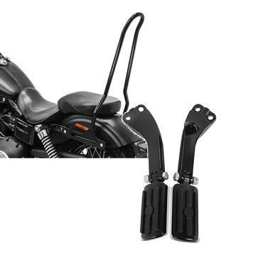 Комплект: Спинка Harley Dyna Street Bob / Low Rider S 09-17 Craftride Tampa + комплект підставки для ніг пасажира з тримачем Harley Dyna Street Bob 06-17 BL1 чорний Craftride
