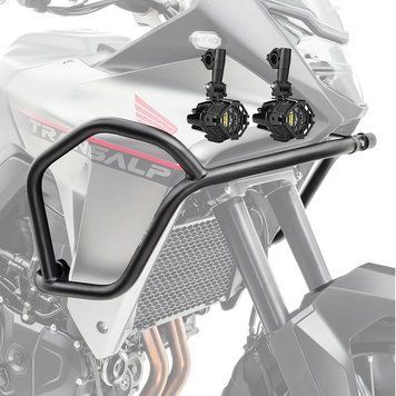 Комплект верхньої захисної дуги + додаткові протитуманні фари Honda Transalp XL 750 23-25, Motoguard HG12, чорний.
