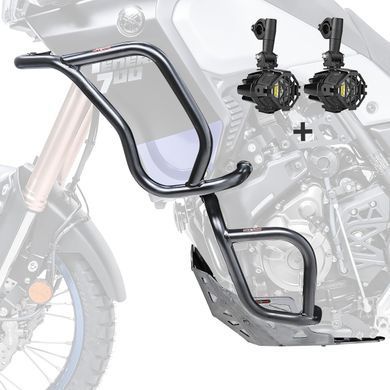 Комплект захисних дуг + фари Yamaha Tenere 700 19-24 Motoguard чорний