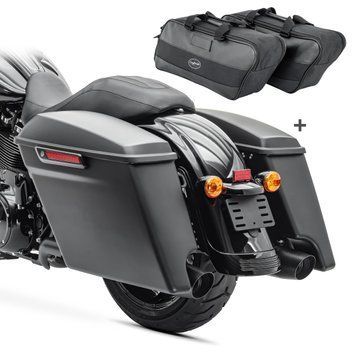 Жорсткі сідельні сумки Stretched BM підходять для Harley Davidson CVO Limited 14-22 чорного кольору.