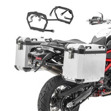 Алюмінієві бічні кофри + багажник сумісні з BMW F 800 GS 08-17 GX38-45 Bagtecs сріблястого кольору.