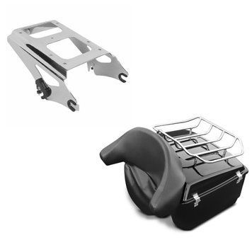 Комплект: Кофр Harley Touring 97-13 Large з решіткою для багажу чорний + полиця для багажу TP знімна для моделей Harley Touring 09-13 хром