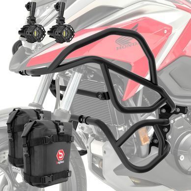 Комплект дуг + допоміжні ліхтарі L2 для Honda NC 750 X 2021 + сумки Motoguard чорний