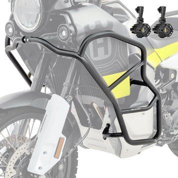 Комплект захисної дуги + додаткові фари Husqvarna Norden 901 21-25 Motoguard KT13 чорного кольору