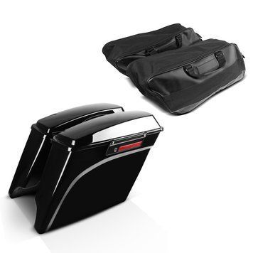 Жорсткі сідельні сумки Stretched LB підходять для Harley Davidson Road King 94-13 чорного кольору