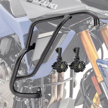 Комплект верхньої захисної дуги + додаткові протитуманні фари Suzuki V-Strom 800 DE 23-25, Motoguard HG20, чорний.