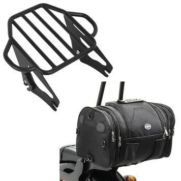 Комплект: Багажная полка Harley Touring 09-25 KI съемная черного цвета + задняя сумка RB1 багажный рулон 24-30л для Chopper Cruiser