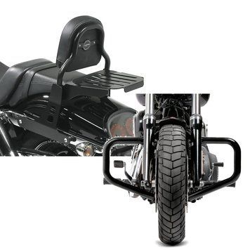 Комплект: Спинка CSS Fix Harley Dyna Fat Bob 10-17 з багажником чорна Craftride + захисна дуга для Harley Davidson Dyna Fat Bob 08-17 чорний Craftride