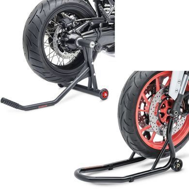 Комплект: Однорычажная подставка, подходящая для BMW R NineT 14-23, Single-Racing матовая + ремонтная подставка для вилки переднего колеса, черная