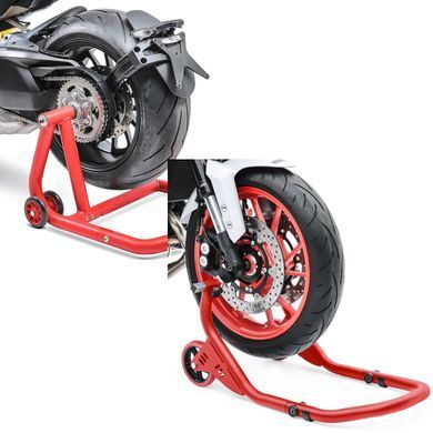 Комплект: Односторонний подкат для Ducati Panigale V2 20-24 Single-One красный + рабочий подъемник под переднее колесо FR, подходит для Ducati Panigale R / V2.