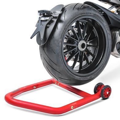 Комплект: Односторонний подкат для Ducati Panigale V2 20-24 Single-One красный + рабочий подъемник под переднее колесо FR, подходит для Ducati Panigale R / V2.