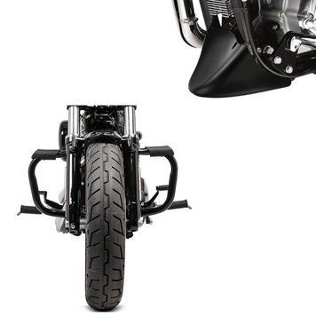 Комплект: захисні дуги Harley Sportster 04-20 Mustache чорного кольору + передній спойлер Harley Sportster 04-20 чорного кольору