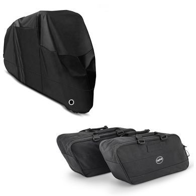 Комплект: Внутрішні сумки Harley Davidson Touring 94-25 Craftride BG1 (пара) + чохол для мотоцикла Craftride XXXL Outdoor брезент чорного кольору