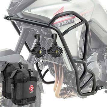 Комплект захисних дуг + додаткові фари + сумки для Honda Transalp XL 750 23-25 ​​Motoguard KT12 чорний