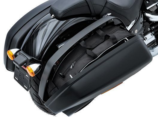 Комплект: Внутрішні сумки для мотоциклів Harley-Sport Glide 18-25 + брезентовий чохол XXL чорно-жовтогарячого кольору