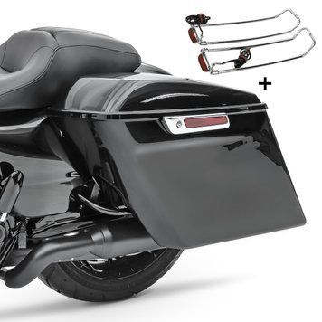 Комплект удлиненных боковых кофров для Harley Road King 14-23 с хромированными верхними перилами Craftride S-P7
