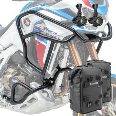 Комплект дуг верхньої нижньої XL + фари Honda Africa Twin Adventure Sports 1100 20-23 + сумки Motoguard чорний CB8