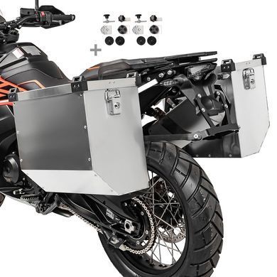 Комплект алюмінієвих кофрів Honda Transalp XL 600/ 650/ 750/ V Bagtecs Atlas 36 L з комплектом кріплення для багажника, Алюміній
