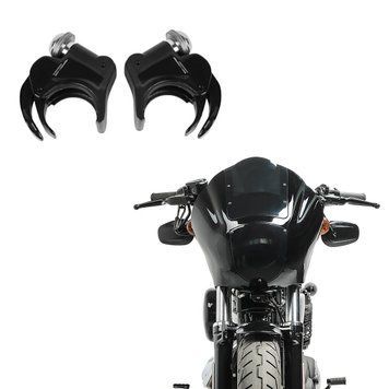 Комплект: обтекатель фары MG8 для Harley Dyna Street Bob 06-17, Craftride + Зажимы 49 мм для лобовых стекол 05-20 черные