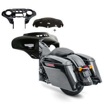 Комплект: Полный комплект обтекателя Batwing для Harley Street Glide 14-22 Craftride + удлиненные боковые кофры для Harley Davidson Street Glide (FLHX) 14-22 Latch Black Craftride
