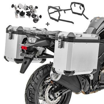 Комплект: алюминиевый кейс + багажник для BMW R 1200 GS 13-18 Bagtecs GX38-45 серебристый